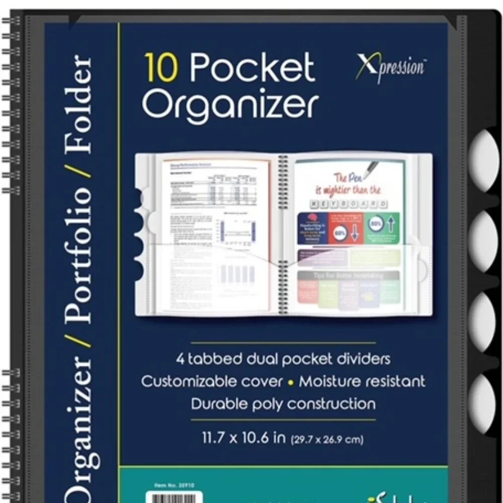Scholar 10 BLACK Packet Organizer, folder, Portfolio 4ct